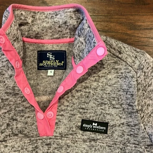 Simply Southern pink/black heather pullover small - Picture 2 of 4